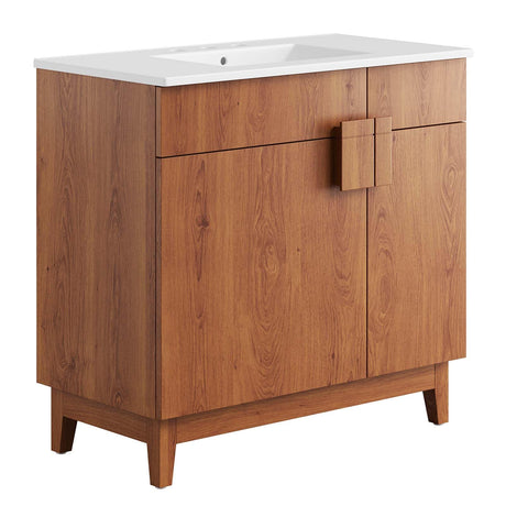 Modway Miles Vanity, White Walnut Modway