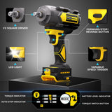 VERVEWAVE 1200N.m Impact Wrench for DeWalt 20V Battery (no battery), 20V 1/2” Cordless Impact Gun, 900Ft-lbs Electric Impact Driver with 3-Speed Control, 6 Pcs Impact Sockets Included, Tool Only VERVEWAVE