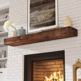 Fireplace Mantel, 60 Inch Handcrafted Wood Mantles with Invisible Heavy Duty Metal Bracket, Floating Mantel Shelf for Wall Decor, Brown Eshoma