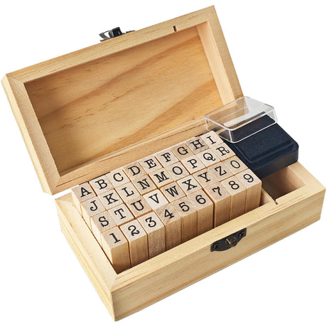 36 Pcs Wooden Rubber Number Alphabet Stamps,Rubber Vintage Letter Stamps Kit,Stamper Seal Set with Wooden Box for Crafting,Scrapbooking,Journaling,Card Making OJYUDD