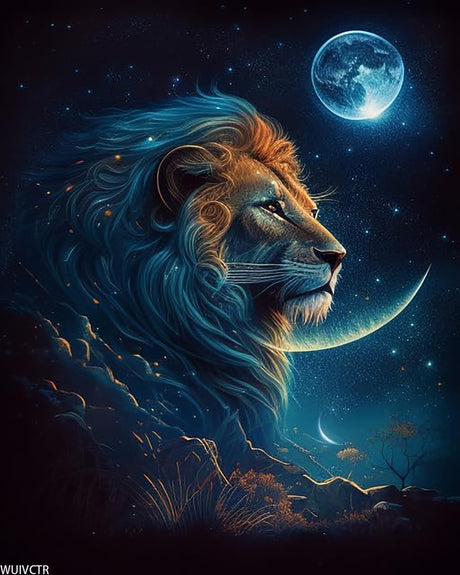 WUIVCTR Paint by Numbers Lion for Adults, Acrylic Oil Painting by Numbers Kits for Beginner with Paintbrushes Brushes Art Crafts Canvas for Home Decor 16x20inch / 40x50cm WUIVCTR