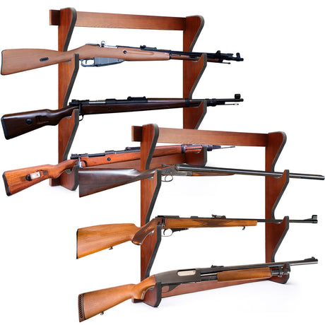 RattanView 2 Pcs Gun Racks Wood Display Rifle Rack Gun Storage Holder Wall Mount for Home or Garage RattanView