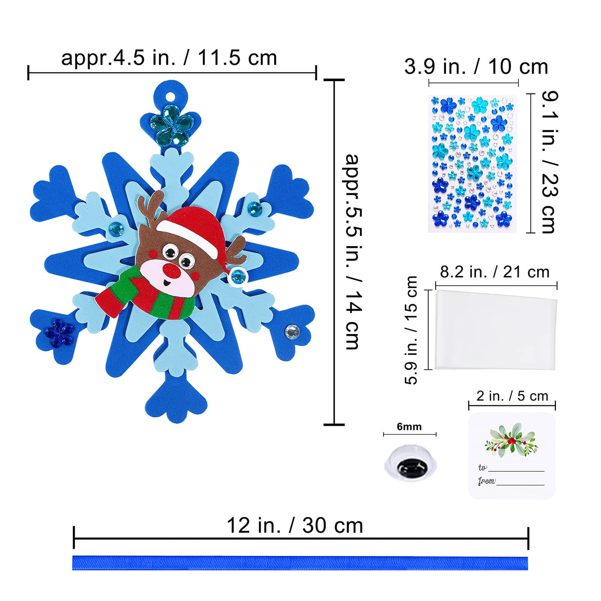 Winlyn 24 Sets Christmas Craft Kits Winter Crafts DIY Christmas Snowflake Ornaments Decorations Art Sets Foam Snowman Santa Owl Christmas Stickers for Kids Holiday Classroom Activities Party Favors Winlyn
