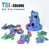 LOCYFENS PLA Filament 1.75mm, Silk Rainbow Color PLA Filament, Tri Color 3D Printer Filament Red Blue Green, Fit to AMS, 1kg/Spool LOCYFENS