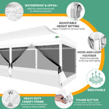 COBIZI 10x30 Pop up Canopy Tent with Sidewalls, Heavy Duty Easy Set up Outdoor Canopy with Mosquito Net Pop up Screen Tent for Parties, Screened in Canopy with Net for Backyard with Roller Bag, White COBIZI