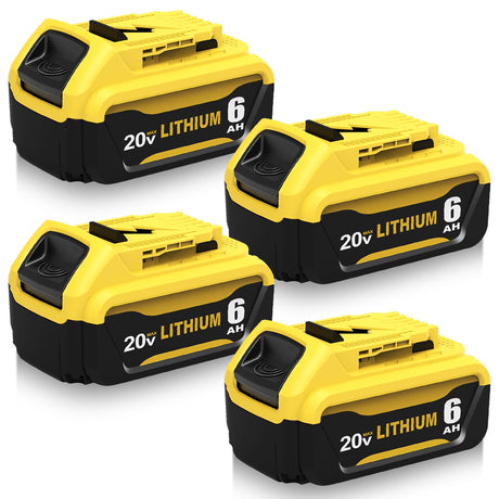 4Packs 6.0Ah Replacement for Dewalt 20v Max Battery Compatible with Dewalt 20 Volt Battery Lithium Compatible with Dewalt Battery 20v DCB201 DCB203 DCB207 DCB205 DCB204 DCB206 Cordless Tools (Yellow) Eagglew
