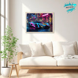 KEYIFA Diamond Painting Sports Car Diamond Art Kits for Adults, 5D Round Full Drill Cyberpunk Diamond Painting Kit for Beginner, DIY Gems Art Craft for Home Wall Decor 12x16 inch KEYIFA