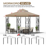 Morikoro 10x10 Canopy Replacement Top Double Tiered Gazebo Cover for Yard, Patio & Garden Durable Sunshade Replacement(Khaki) Morikoro