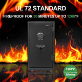 ISLANDSAFE 1200°F 40 Minutes Fireproof and Waterproof Safe Box, Digital Fire Proof Safe with 3 Spoke Detachable Handle, Personal safe for Home Office Money Gun (3.5 Cubic Feet Grey) ISLANDSAFE