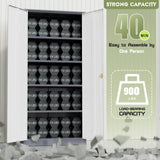 Crownland 72” Metal Storage Cabinet, Lockable Garage Storage Cabinets, High Office Storage Cabinet with Adjustable Shelves for Garage, Home Office, Classroom, Pantry, File(Grey White) Crownland