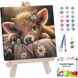 Artunion Framed Paint by Numbers Kit for Adults Beginners & Kids Ages 8-12,Highland Cow Paint by Number with Frame,Funny Animals Paint by Numbers Kit on Canvas 10 * 10 Inch Without Easel Artunion
