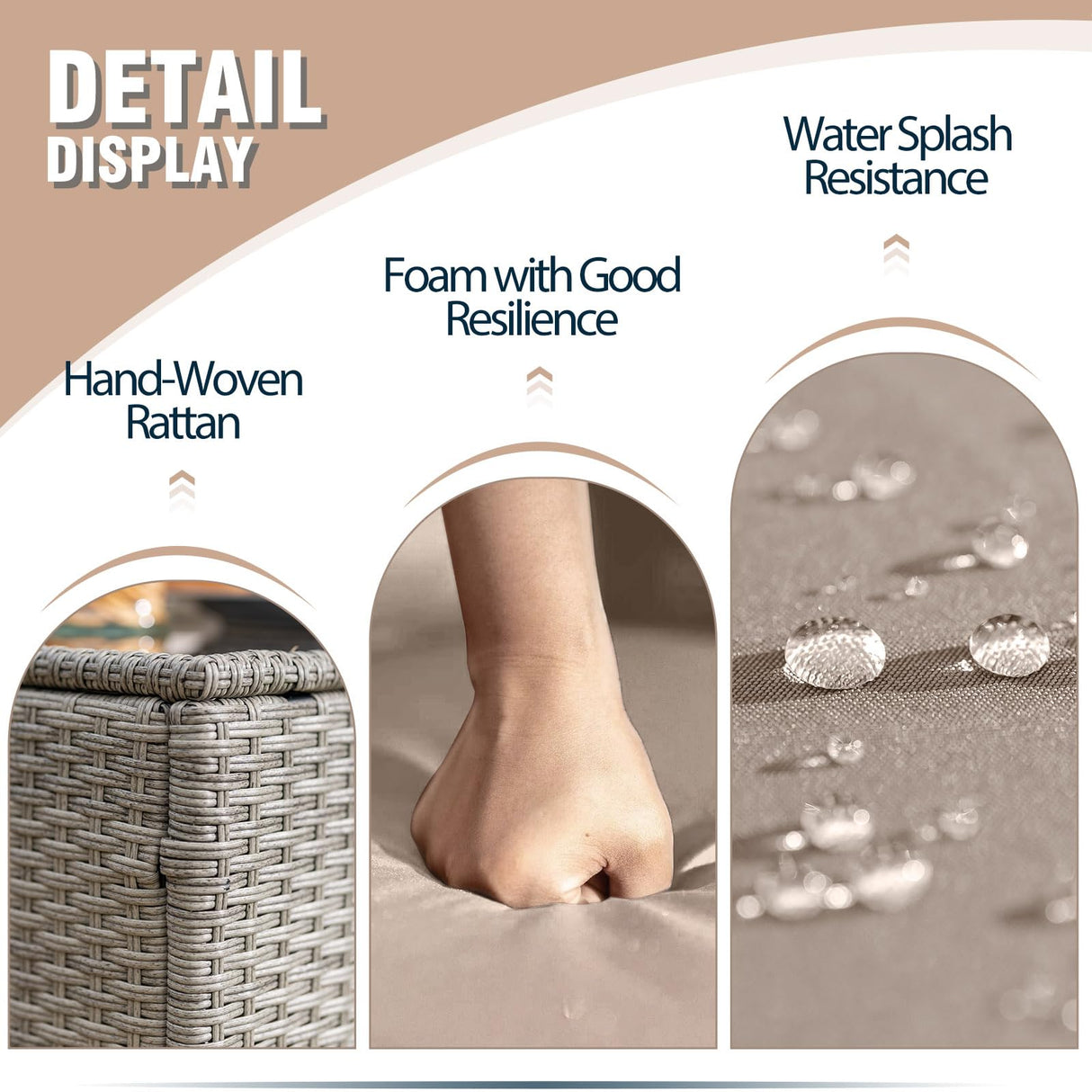 Skyfish 7 Pieces Patio Furniture Set - Outdoor Sectional Wicker Rattan Furniture with Cushion and Glass Table Patio Conversation Sets for Porch Poolside Backyard Outdoor Sofa Set Modular Sofa Skyfish