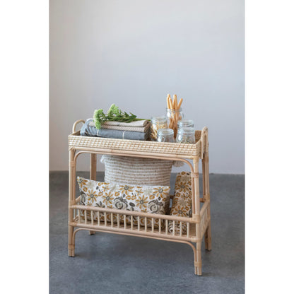 Creative Co-Op Hand-Woven Bamboo and Rattan Shelf Console Table, 33" L x 14" W x 33" H, Natural - WoodArtSupply