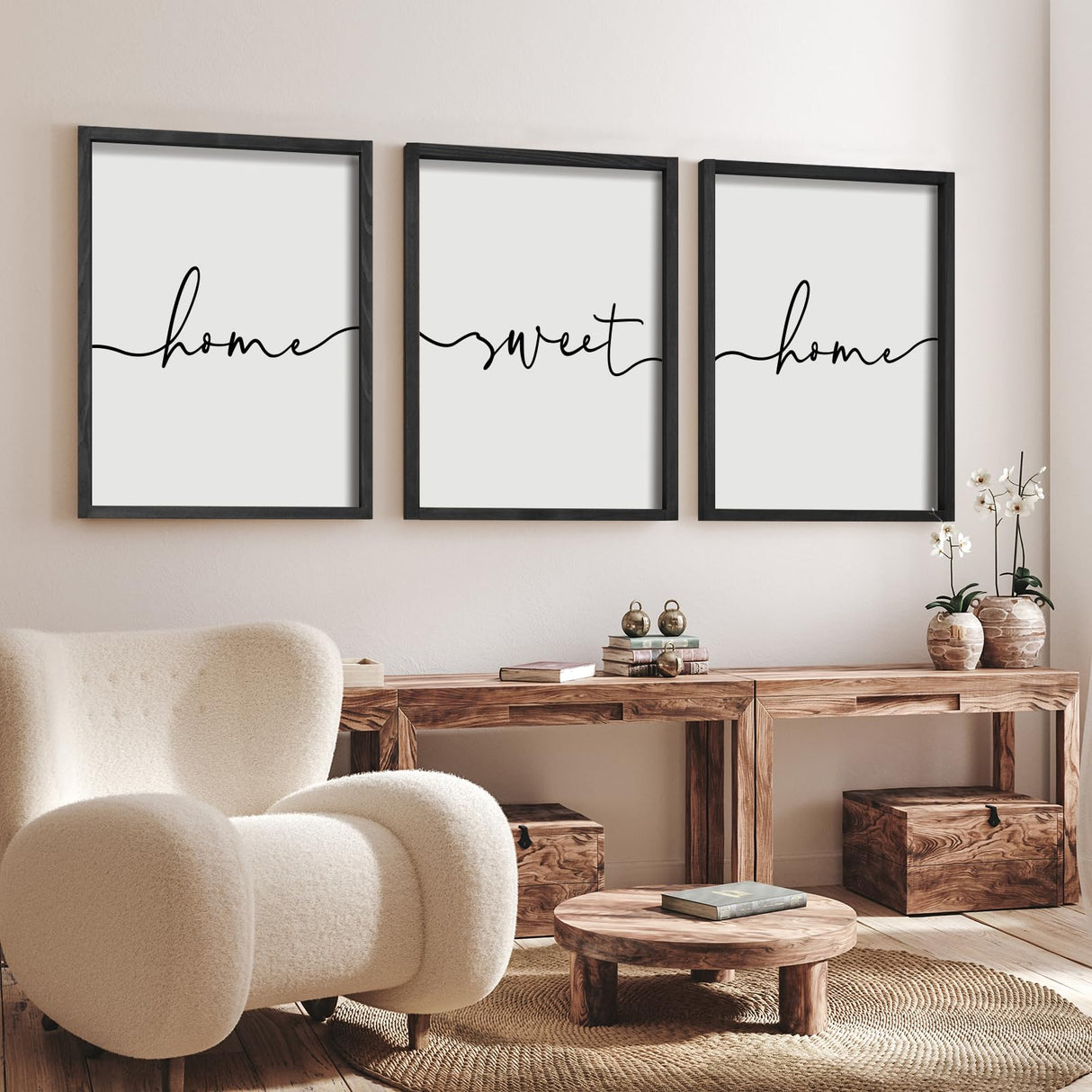 Heiple Set of 3 Framed Farmhouse Home Sweet Home Sign 11’’x14’’ Above Bed Wall Decor for Bedroom Decor and Living Room Wall Art Wood Signs (Black, 11''x14) Heiple