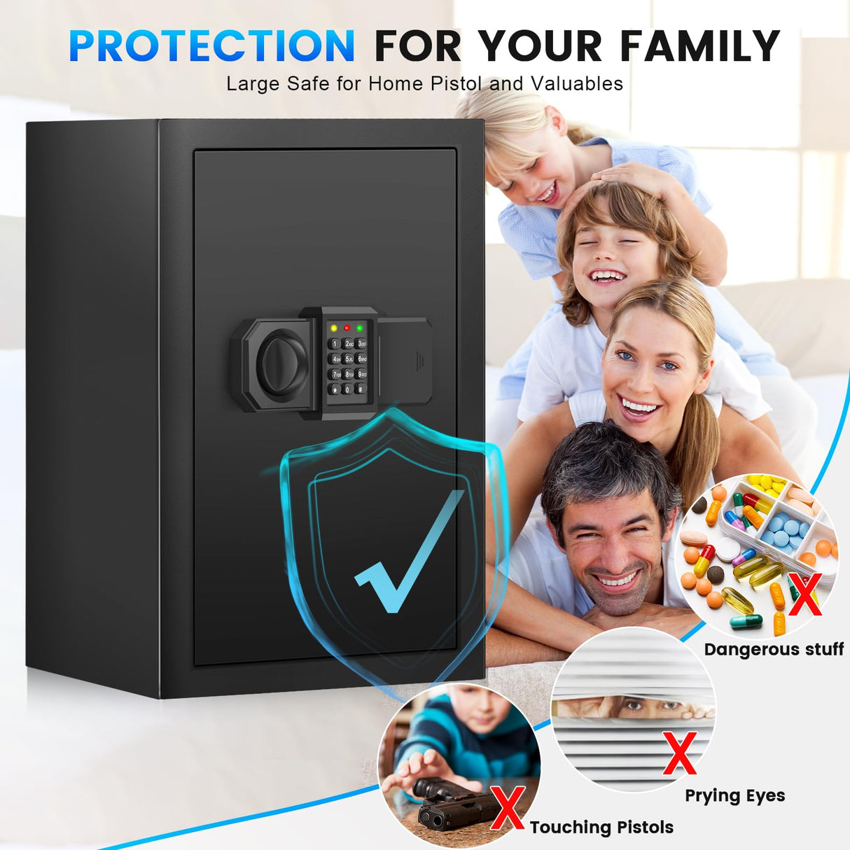5.0 Cuft Fireproof Safe for Home Use, Digital Home Safes with Programmable Keypad, Spare Keys and Alarm System, Security Safes Box Fireproof Waterproof, Anti-Theft Fire Safe Box for Home Office Bukumo