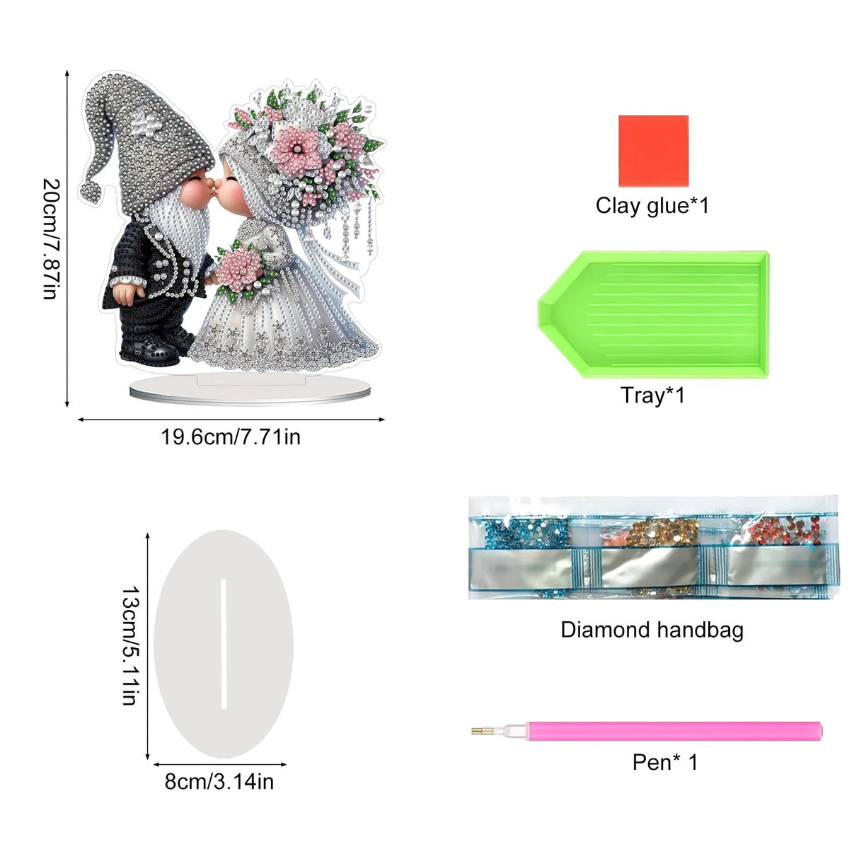 kaiwern Kiss Gnomes Home Decor 5D Diamond Art Kits, Wedding Diamond Art Kits for Adults with Couple Gnomes Elements, 5d Diamond Rhinestone Painting for Table Decor Ideal Wedding Gift kaiwern