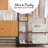 Lifetime Appliance Parts 6 PACK 54 Qt. Plastic Storage Bin Tote Organizing Container with Ultra Durable Lid & Secure Latching Buckles Stackable Extra Strength Clear w/Black Handle Lifetime Appliance Parts