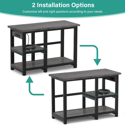 AQQA 40-50 Gallon Fish Tank Stand with 5 in 1 Power Outlets, 36x18 Inch Heavy Duty Metal Frame Aquarium Stand, Adjustable Storage Shelves, 720LBS Capacity Terrarium Stand, 3 Tiers Reptile Tan - WoodArtSupply