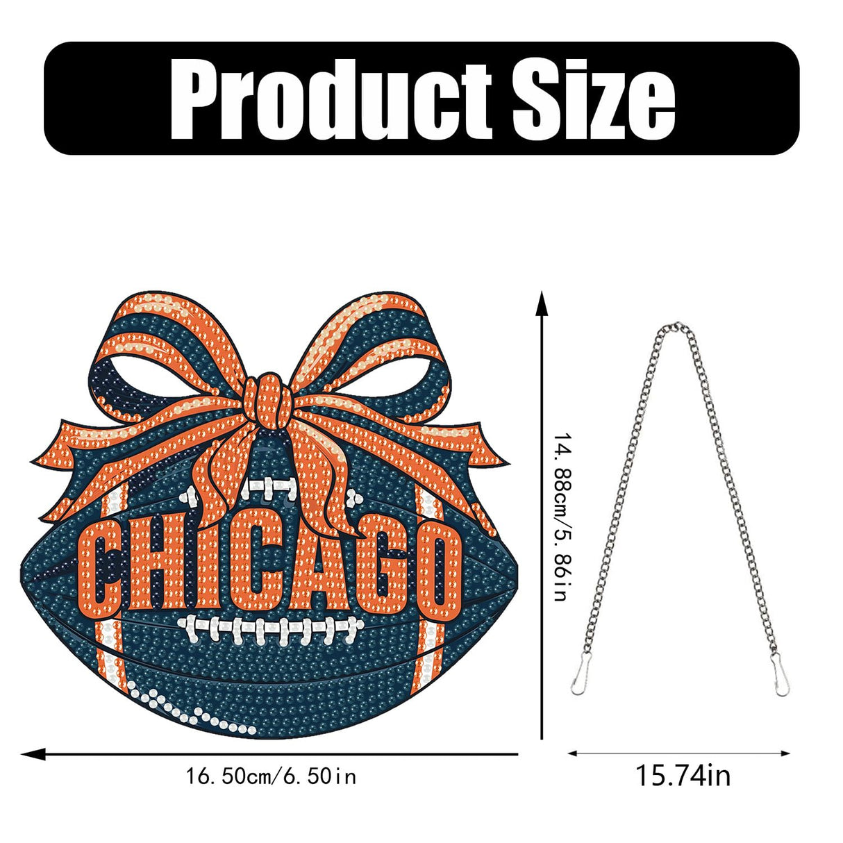 Rertcioph Football Diamond Art Hanging Kit for Adults, DIY Acrylic 5D Diamond Painting Hanging Ornament for Chicago Home Wall Decor and Gift Rertcioph