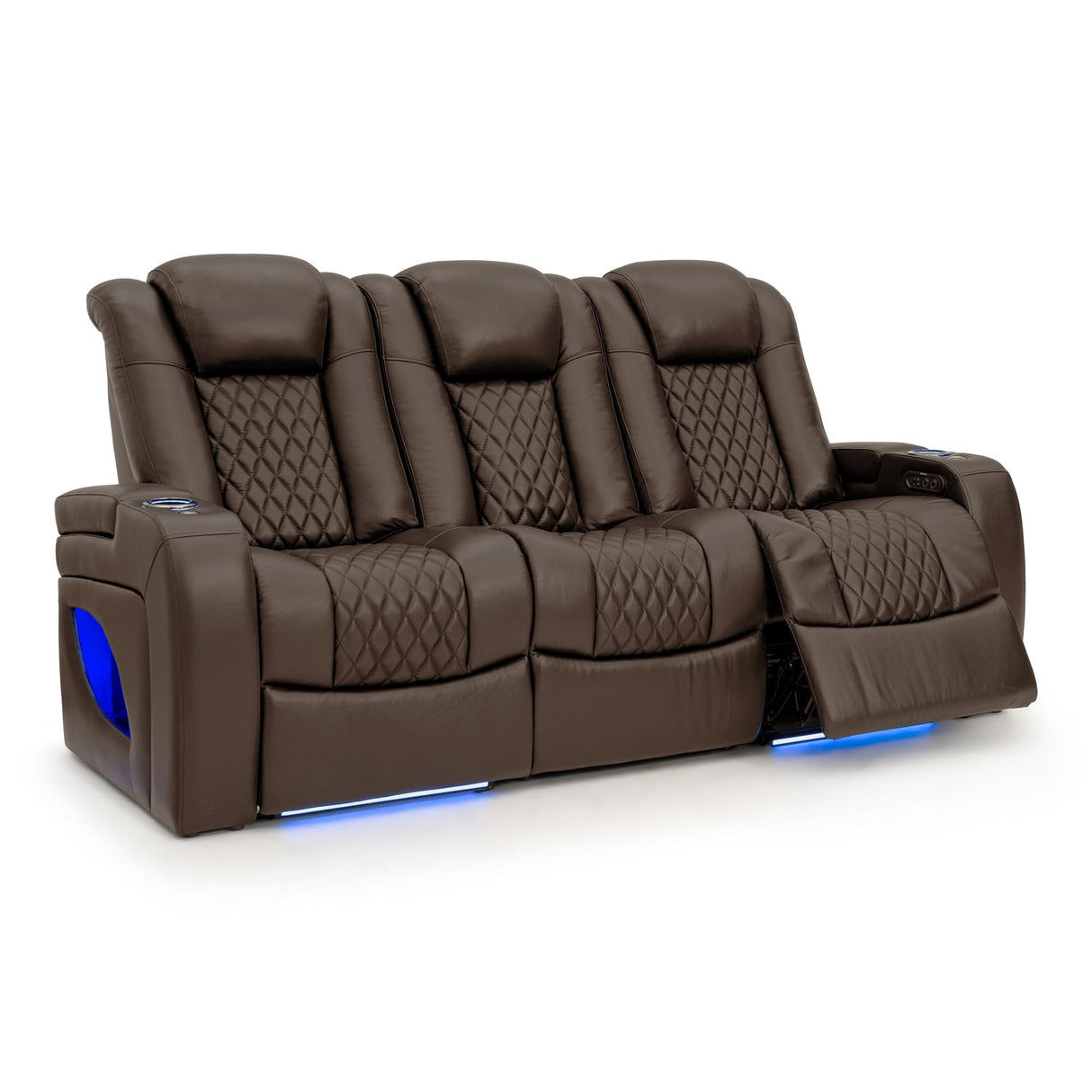 Seatcraft Anthem LT Zero-Gravity HeatZero Italian Leather Sofa w/Fold-Down Table Home Theater Seating, Heat & Massage, Power Headrest, Power Recline, Brown Seatcraft