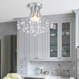 Bestier Modern Silver Crystal Semi-Flush Mount Chandelier Lighting Ceiling Light Fixture Lamp for Diningroom Bathroom Bedroom Livingroom 3 E12 Bulbs Required D13.5 inch X H11.6 inch Bestier