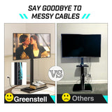 Greenstell TV Stand with Power Outlet, Universal Floor TV Stand for 32-75 inch TVs, Height Adjustable, Swivel Tall TV Stand with Wood Base, Holds up to 110 LBs, Max VESA 600x400mm GREENSTELL