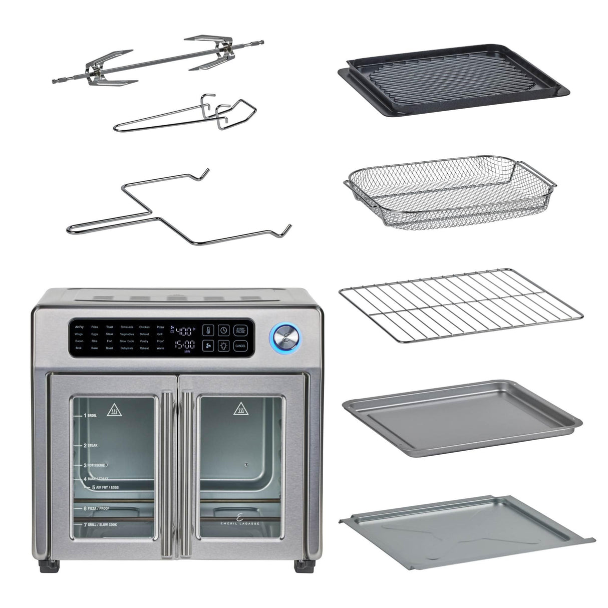 Emeril Lagasse 26 QT Extra Large Air Fryer, Convection Toaster Oven with French Doors, Stainless Steel Emeril Lagasse