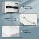 Homsee 61" W Large Kitchen Island with Charging Station, 2 Drawers and Adjustable Shelves, Modern Stationary Kitchen Prep Table Coffee Bar Cabinet for Dining Room, White Homsee