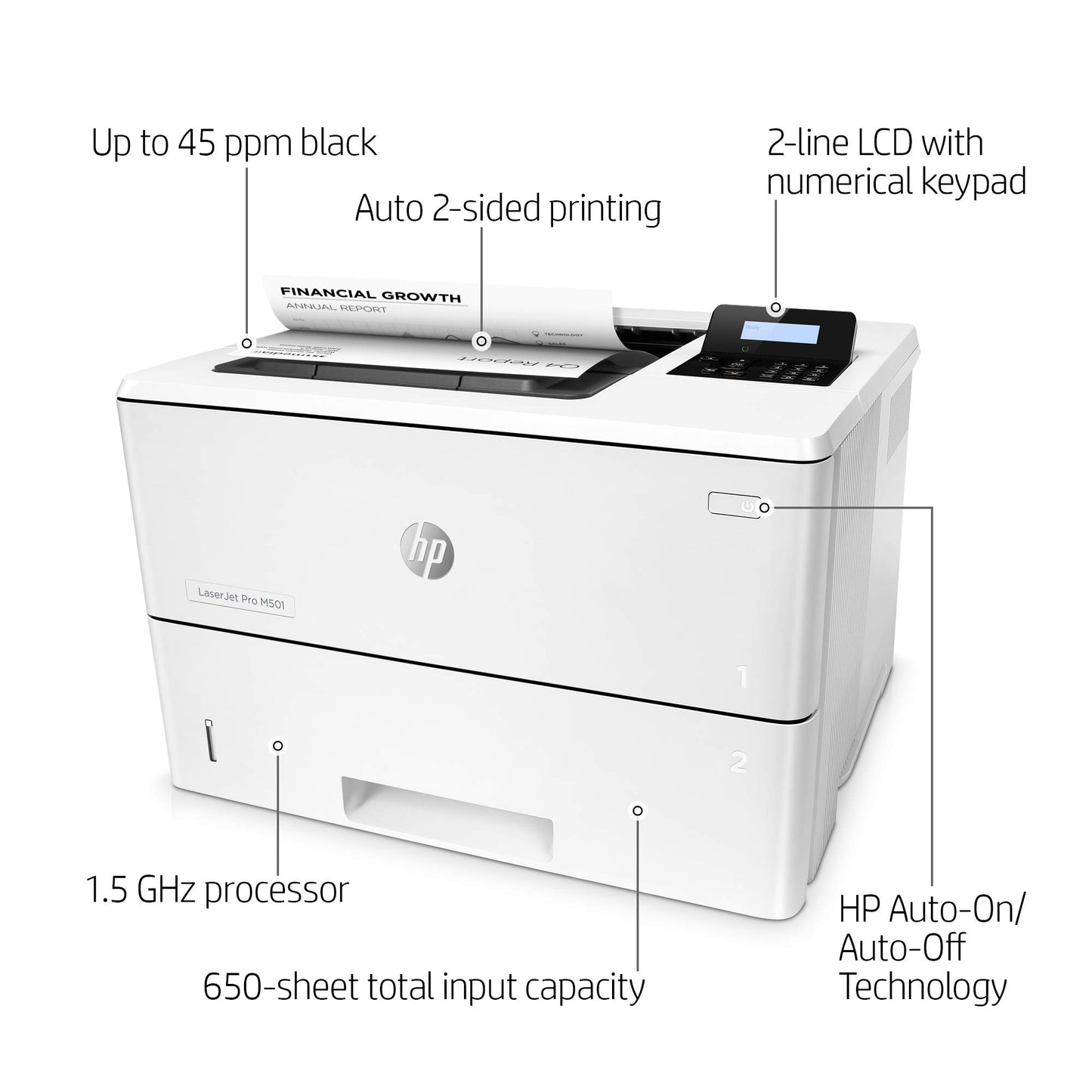 HP LaserJet Pro M501dn Duplex Printer with One-Year, Next-Business Day, Onsite Warranty (J8H61A)