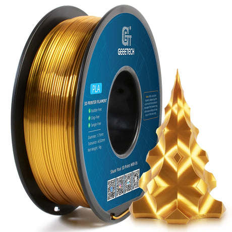 Geeetech Silk PLA Filament 1.75mm for 3D Printer , Metal-Like Shiny Consumable 1kg (2.2lbs) 1 Spool, Dimensional Accuracy +/- 0.03 mm, Silk Gold Geeetech