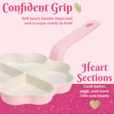 Paris Hilton Heart-Shaped Divided Fry Pan, Ceramic Nonstick Frying Pan with Individual Heart Sections, Dishwasher Safe, 8-Inch, Pink Paris Hilton
