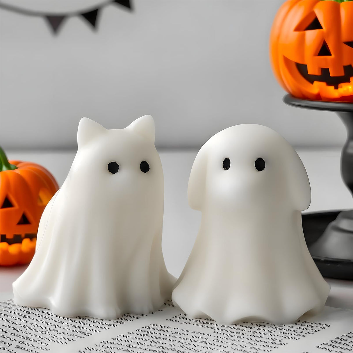 2PCS Halloween Animal Ghost Candle Mold,3D Ghost Silicone Mold， Suitable for Making and Decorating Scented Candle Soap for Halloween (2 PCS) Youzon
