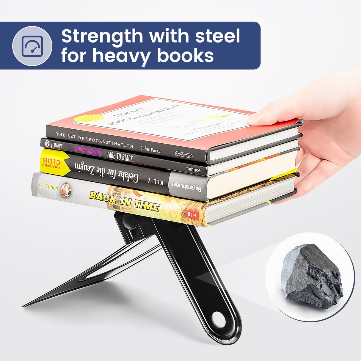 HappyHapi Book Ends, Book Ends Metal Bookends for Shelves,14 Pcs Book End to Hold Books Heavy Duty,Black Non-Skid Bookend,Book Holder Stopper for Shelf Office Home,6.5 x 5.7 x 4.9(7 Pairs, Large) HappyHapi