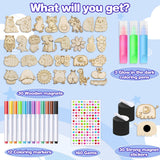 EAPHANT Kids Crafts, 30 PCS Arts and Crafts Painting Kits for Kids Activities Wooden Magnets to Paint EAPHANT