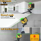 16 Line Laser Level 360 Self Leveling,Professional 4 x 360 Laser Level with Pulse Mode,4D Green Alignment Laser for Construction and Picture Hanging,with 2 Batteries,Magnetic Bracket,Hard Carry Case ENRIPRT