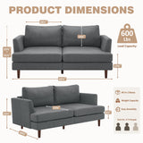 Furnimart 66" Wide Loveseat Sofa, Extra Spacious Seating, Deep Cloud Couch with Removable Cushions, Mid-Century Modern 2-Seater for Living Room & Small Spaces Furnimart