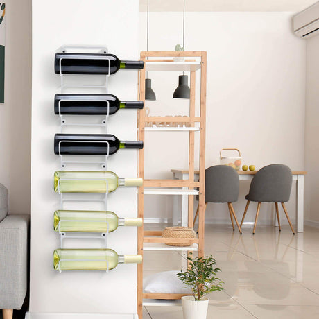 Sorbus Towel Rack Wall Mount – 6 Compartments of White Metal Towel Holder for Bathroom Decor Sets, Organizer for Linens, Gym, Rv, Door, Cabinet - Wine Rack Wall Mounted for Kitchen, Bar, Wine Cellar Sorbus