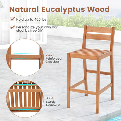 Tangkula Outdoor Eucalyptus Wood Bar Set with Cushions - 5-Piece Patio Bistro Dining Set