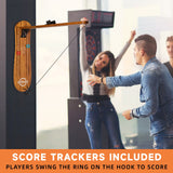 SITOO Ring Toss Game for Adults, Outdoors Games, Wall Mounted Hook and Ring Game with Foldable Arm (Wood) SITOO