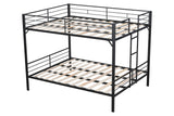 PVWIIK King Over King Bunk Bed with Side Ladder for Kids,Adult,Teenagers,Heavy Duty Metal Bunk Bed w/Full Length Guardrail for Dorm,Bedroom,Guest Room,No Box Spring Needed,Black PVWIIK