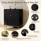 Convend Stylish Cat Litter Box Enclosure, Modern Hidden Litter Box Furniture with Tall Legs, Side Entrance, and Dual Use as End Table for Living Room or Bedroom (Black & Gold) Naisee