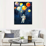 Astronaut Holding Planets Balloons DIY Paint by Numbers for Adults Outer Space Astronaut DIY Digital Oil Painting Acrylic Paint Graffiti Painting Kits Canvas Pop Art Decor 16x20 Inch （without Frame ） Tucocoo