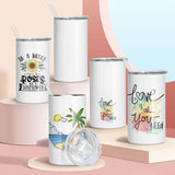 AGH 12 oz Sublimation Tumblers White Stainless Steel Straight Double Wall Vacuum 6pcs Kids Sublimation Tumblers Blanks with Lids and Straws for DIY Gift, Coffee, Tea, Beverages AGH