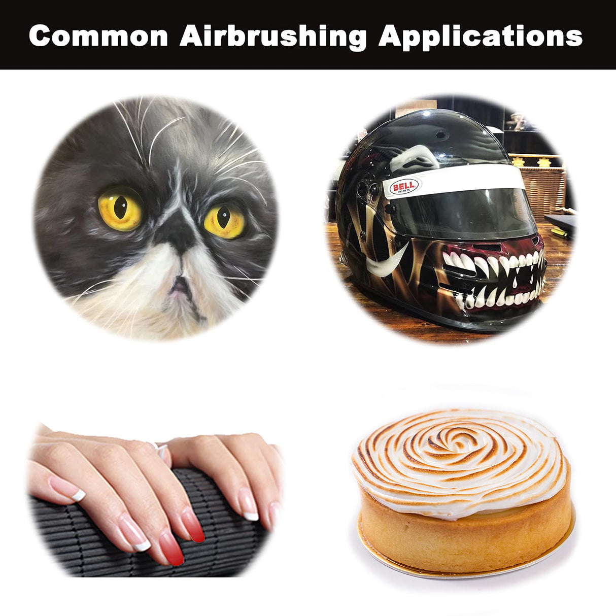 SAGUD Airbrush Kit Dual-Action Gravity Feed Air Brush Gun with 0.3mm and 1/3 oz. for Hobby, Models, Art, Tattoo, Nail Art, Cake SAGUD