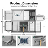 TIMHAKA Large Indoor Catio with Wheels, 4 Tier Cat Enclosures House for Outdoor Sunbathing, 66" Multi-Feature Wooden Kitty Cage for Patio with 4 Access Doors, Gray TIMHAKA