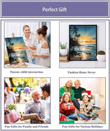 MIRCVSH Beach Paint by Number Kit, Framed Landscape for Adults, 12x16 Inch on Canvas with Wooden Easel MIRCVSH