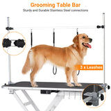 Upgraded 47” Electric Dog Grooming Table, 9"- 40" Height Adjustable Heavy Duty Electric Grooming Table with Anti Slip Tabletop, 3 Grooming Noose, for Dogs&Cats, White Towallmark