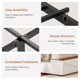 VIAGDO Queen Bed Frame with 6 Drawers, Farmhouse Bed Frame with Barn Door Headboard and Storage, Wood Platform Bed Frame Queen Size with Charging Station and LED Lights, No Box Spring Needed, White VIAGDO