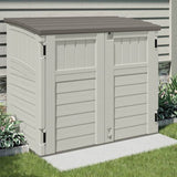 Suncast 2 Pack 34 Cu Ft Capacity Horizontal Outdoor Storage Shed for Garbage Cans, Garden Accessories, Backyard, and Patio Use, Vanilla Suncast