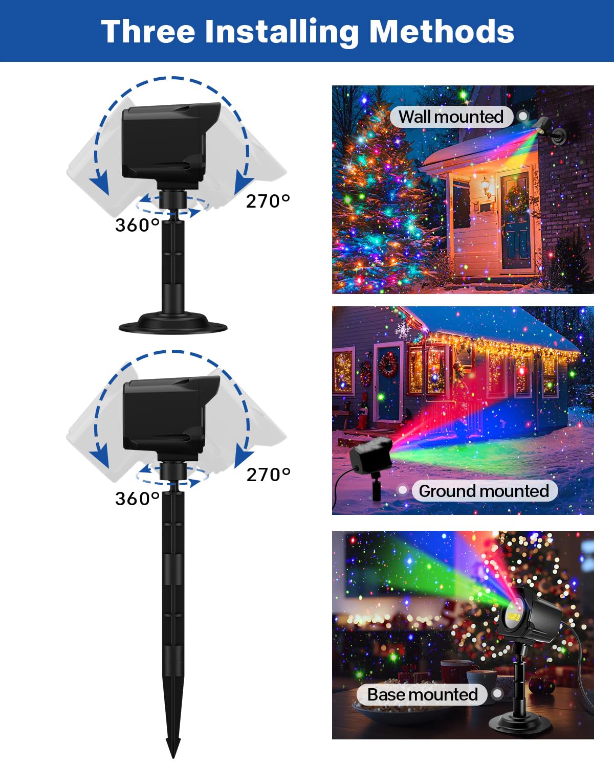Yivsen Laser Christmas Projector Lights Outdoor, Christmas Halloween Decorations Stars Light Show, Efficient Heat Dissipation, Waterproof, Holiday Projector Decorations for House/Garden/Party/Wedding Yivsen